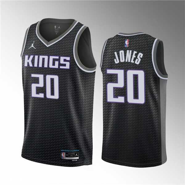 Men's Sacramento Kings #20 Colby Jones Black 2023 Draft Statement Edition Stitched Jersey Dzhi